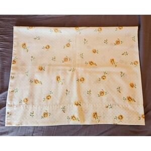 Vtg Cannon Monticello Yellow Cabbage Rose King Size Pillow Case Shabby Chic